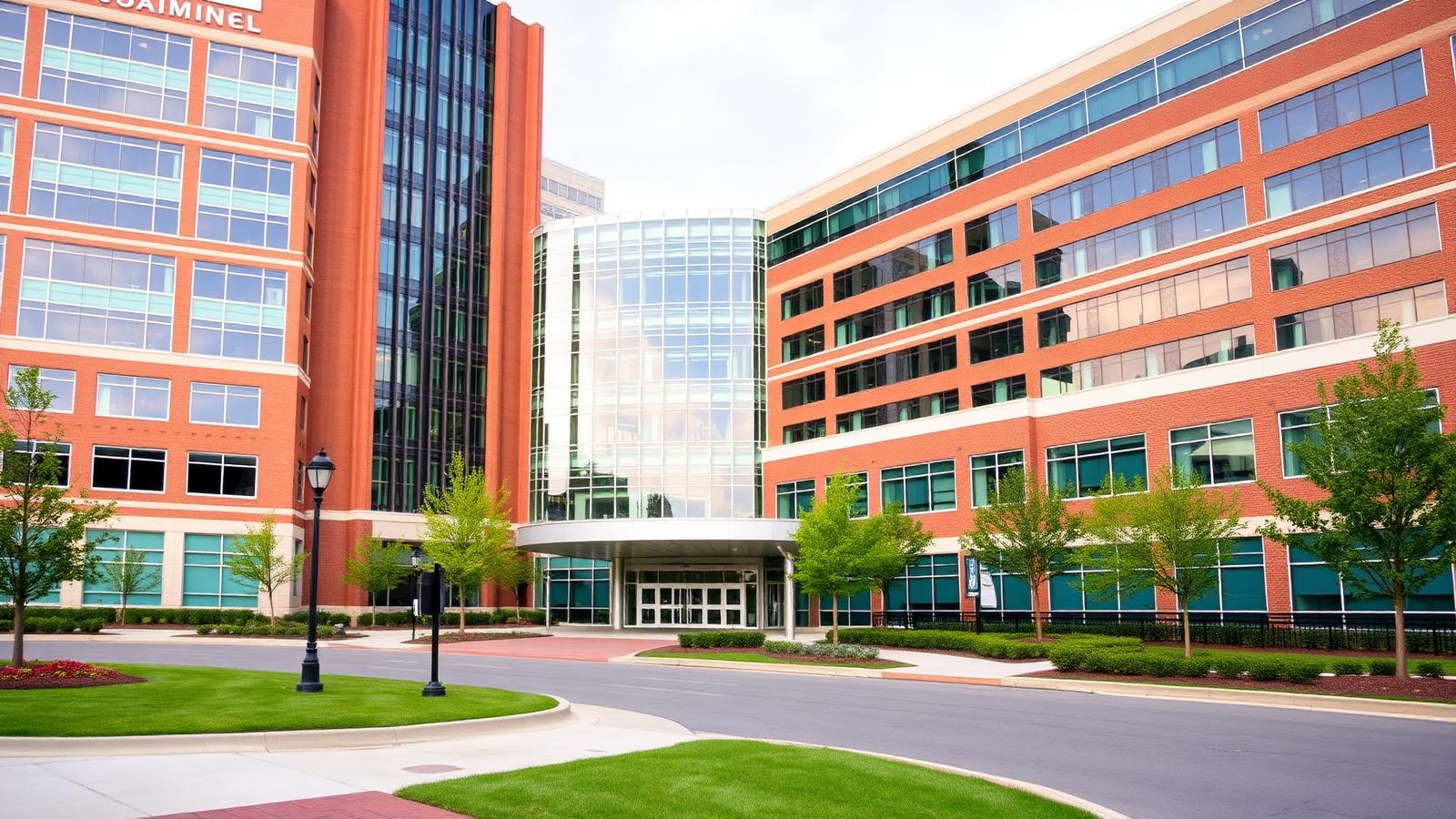 Modern medical campus exterior near Duke University Hospital in Durham